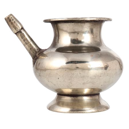 Vintage Shiny White Metal Water Pot with Spout