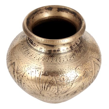 Vintage Kalash Water Pot Engraved with Artistic Work