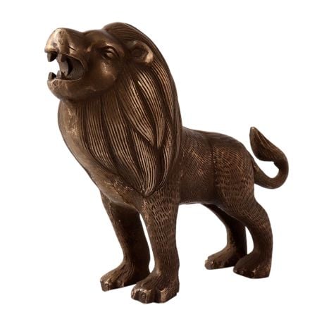 Handmade Brass Statue of Roaring Lion