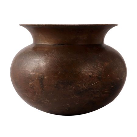 Primitive Round Matka Pot In Dark Finish