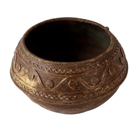 Brass Embossed Tribal Rice Measuring Bowl