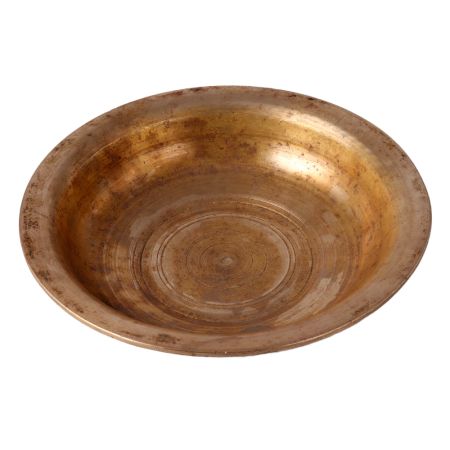Old Brass Bowl With A Flat Base