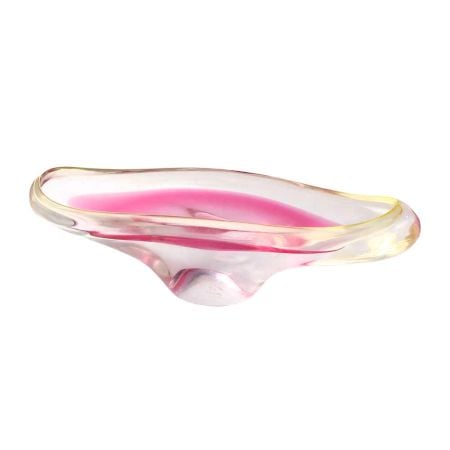 Elegant Pink Glass Used Fruit Bowl
