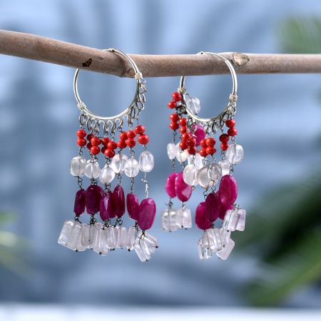 92.5 Sterling silver multi-bead dangle earring