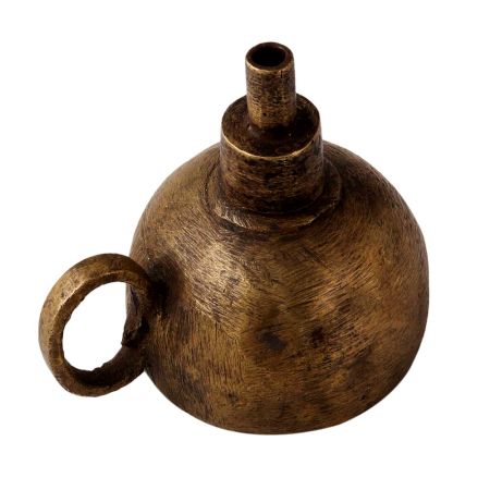 Handmade Brown Finish Oil Lamp for Home Decor