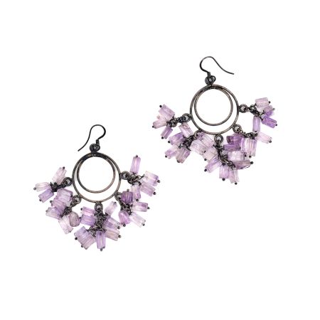 92.5 Sterling Silver Charming Light Purple Earrings