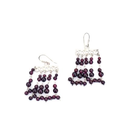 92.5 Sterling silver Red Garnet Bead Earrings 92.5 Sterling Silver