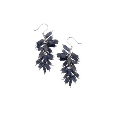 Lapis lazuli beaded 92.5sterling silver Drop Earrings