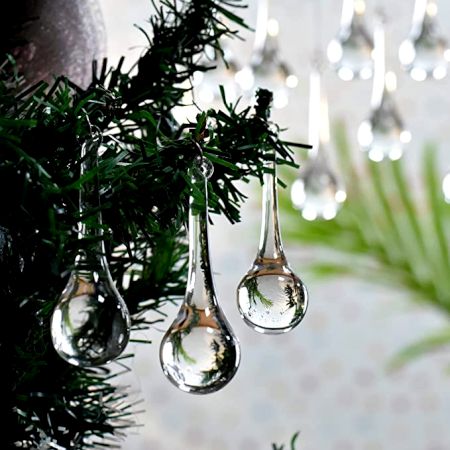 20 Piece Clear Glass Ornaments-Clear Glass Teardrop Christmas Ornaments