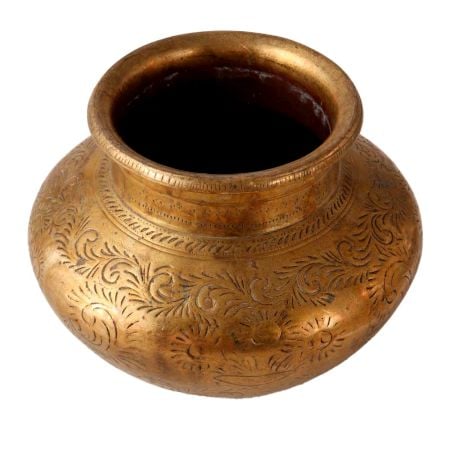 Unique and Decorative Vintage Brass Carved pot