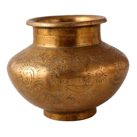 Unique and Decorative Vintage Brass Carved pot