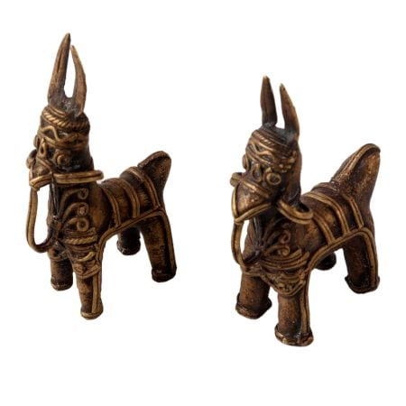 Brass Tribal Horse Statue In pair