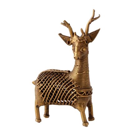 Brass Deer Dhokra Statue