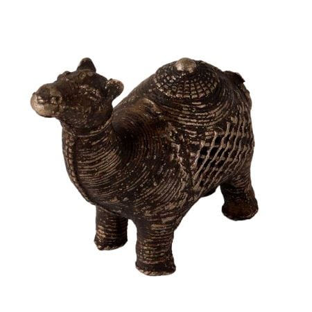 Small Brass Camel Statue in Tribal Art
