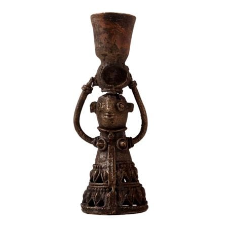 Brass Doll Candle Stand in Folk Art