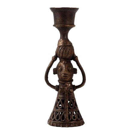 Handmade Brass Doll Candle Holder in Folk Art