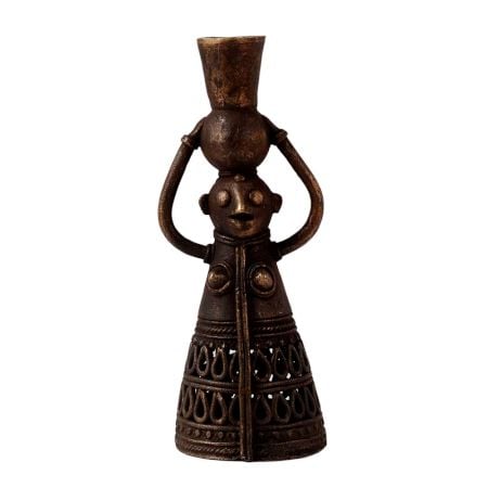 Brass Doll Candle Holder in Folk Art for Decor