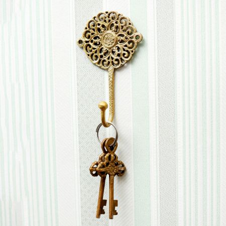 Brass Filigree Cutwork Design Single Wall Hook