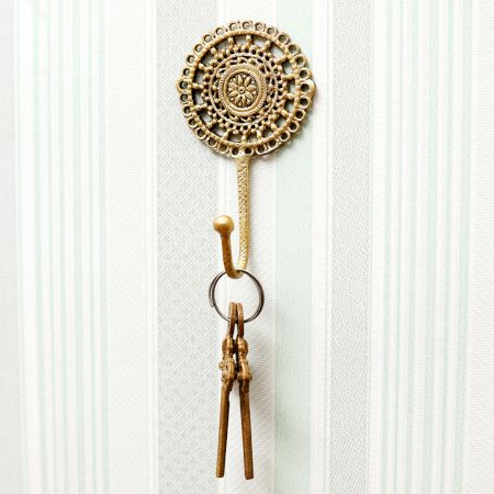 Brass French Cutwork Round Single Brass Hook