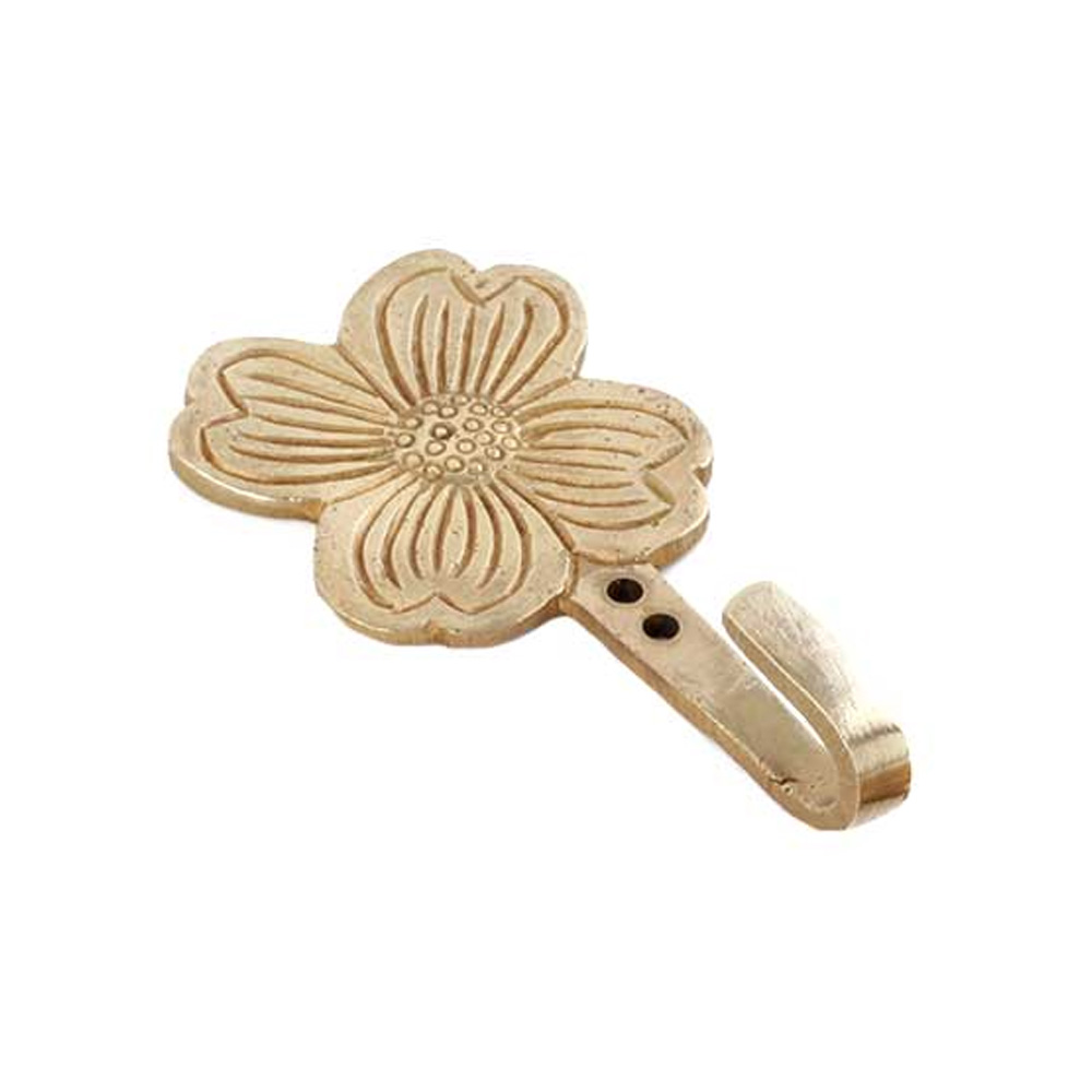 Brass Floral Single Wall Hook