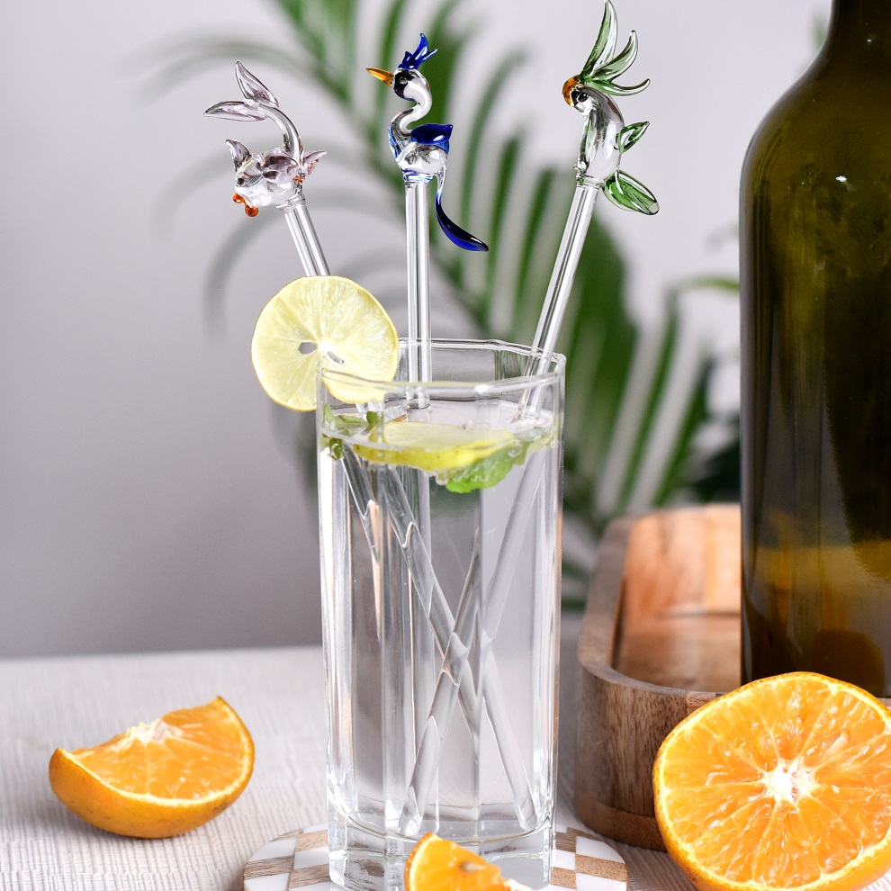 Assorted Glass Cocktail Stirrers Or Swizzle Sticks In Pack Of 6