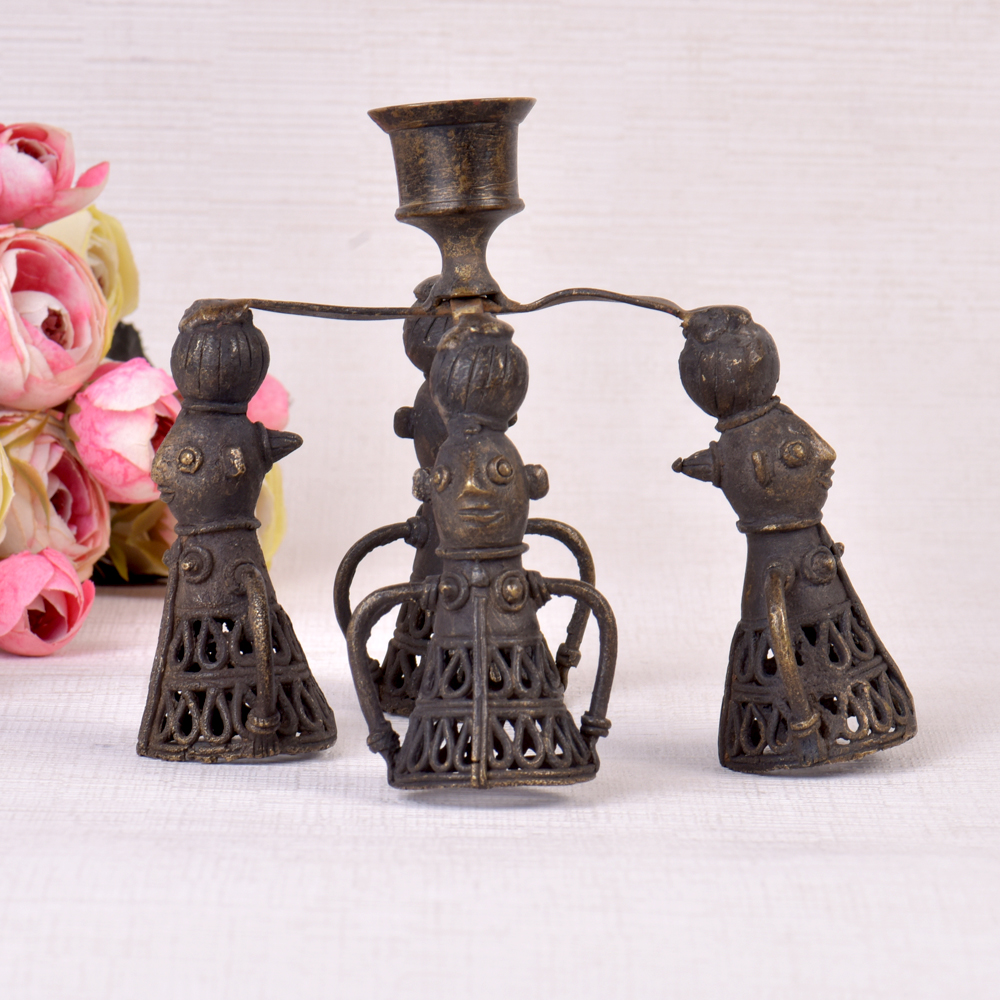 Handcrafted Brass Doll Candle Stand for Home Decoration