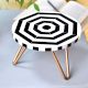 Black And White Geometric Wooden And resin Cake Stand With Iron Legs
