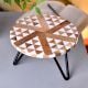Wood And Resin Plant Or Cake StandÂ With Iron Legs