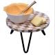 Wood and Resin Cake Stand with Iron Legs