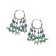 92.5 Sterling Silver Green Beads Hoop Layered Earring