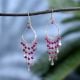Pink Beads And 92.5 Sterling Silver Drop Earrings
