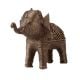 Small Brass Elephant Statue in Tribal Folk Art
