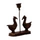 Vintage Brass Duck Candle Stand in Folk Art