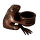 Elegant Brown Brass Frog with Pot in English Art