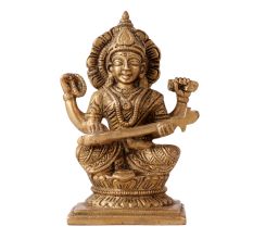 Brass Goddess Statue Of Saraswati Ma With Veena