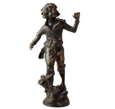 Brass Grape Picker Figure Statue of a Young Boy
