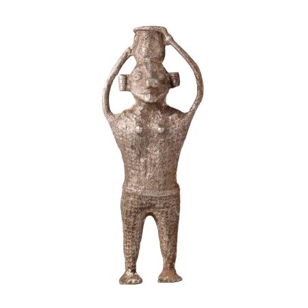 Vintage Folk Brass Statue in Tribal Art