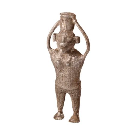 Vintage Folk Brass Statue in Tribal Art