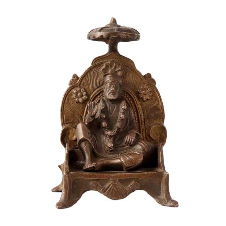 Brass Sai Baba On Throne God Statues