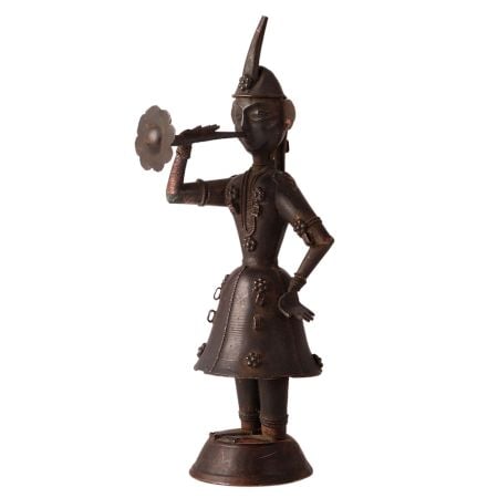 Handmade Brass Statues of a Musician Lady