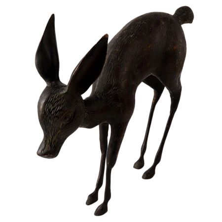 Handmade Brass Baby Deer Statue in English Art