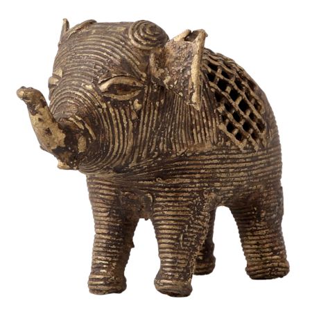 Small Brass Elephant statue in Tribal Art