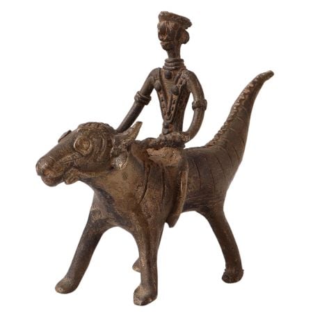 Elegant Brown Animal & Rider Statue for Decor