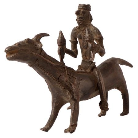 Vintage Brass Animal & Rider Statue for Decor