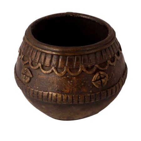 Embellished Rice Measurement Bowl Made of Antique Brass