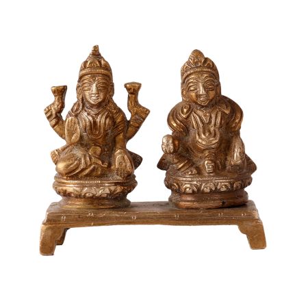 Brass Mata Lakshmi With Lord Kuberan Statue