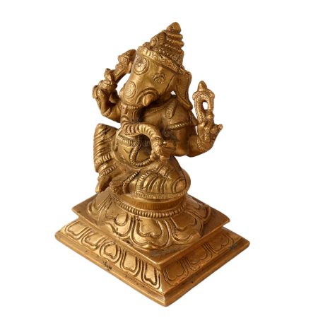 Handmade Brass Statue Of Sitting Lord Ganesha
