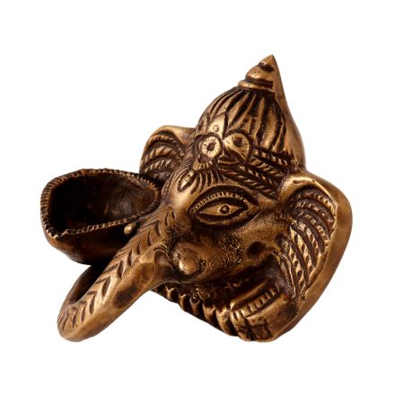 Brass Statue Of Ganesha With Diya One One SIde