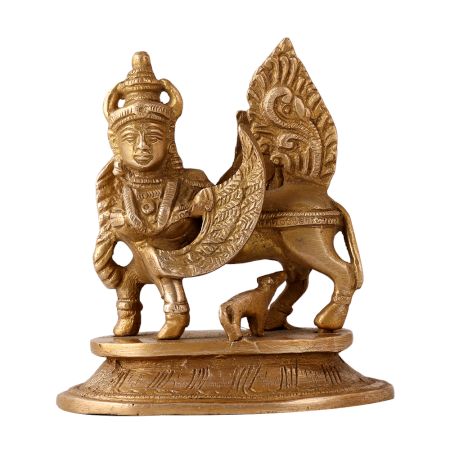Brass Kamdhenu Cow With Her Calf Indian Figurine