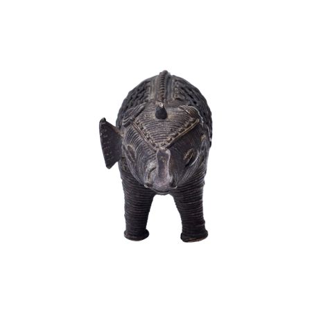 Brass Dhokra Style Elephant Statue With Trunk Up